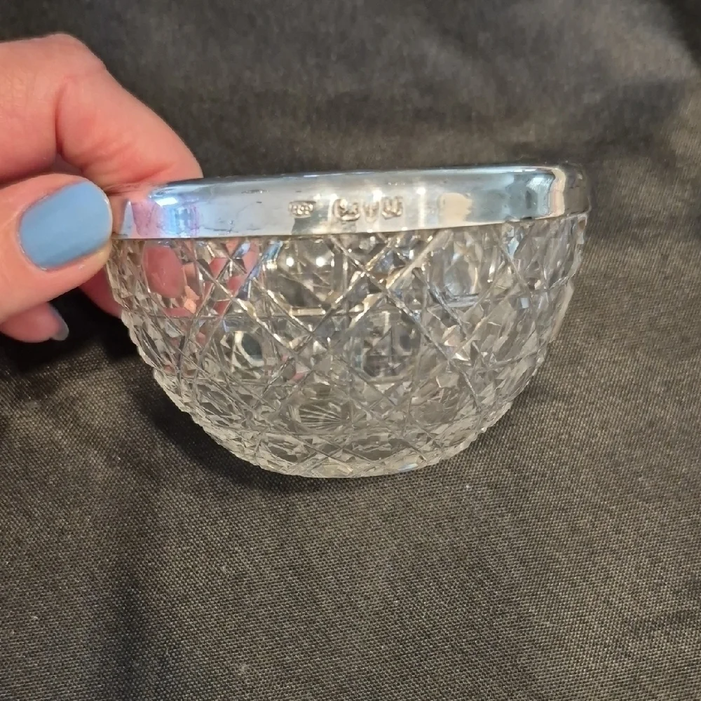 Vintage Sterling Silver Plated Crystal Cream And Sugar Set